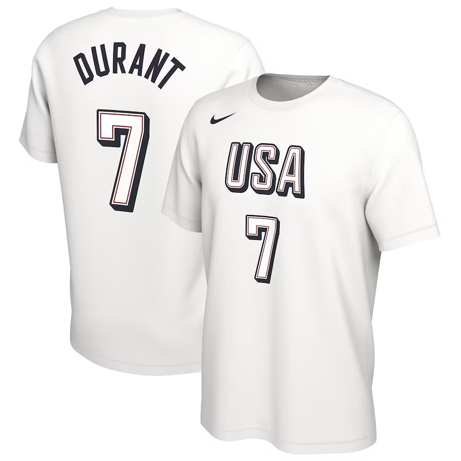 Men 2024 Paris Olympics USA basketball #7 Durant white T shirts